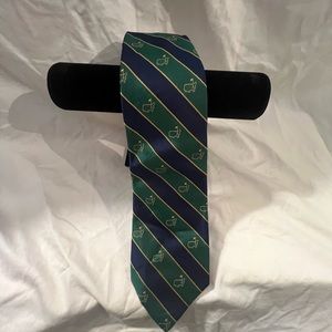 Augusta National Golf Club Tie. Green/Blue/Gold Striped with Master’s logo.